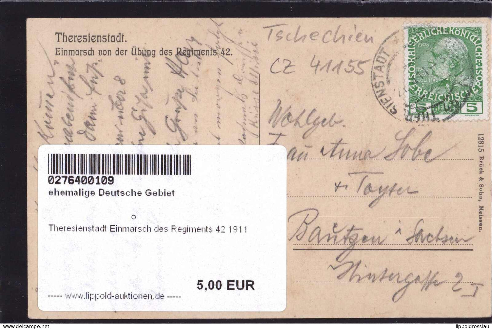 Gest. Theresienstadt Einmarsch Des Regiments 42 1911 - Schlesien
