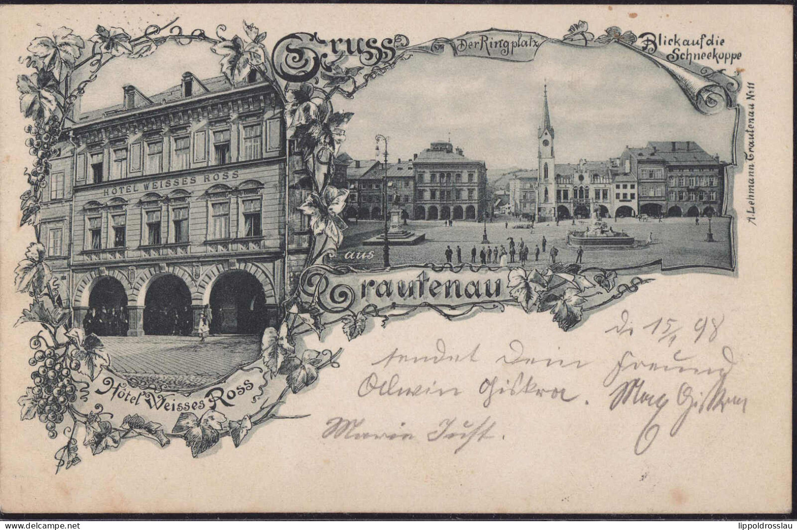 Gest. Trautenau Hotel Gasthaus Weisses Roß 1898 - Schlesien