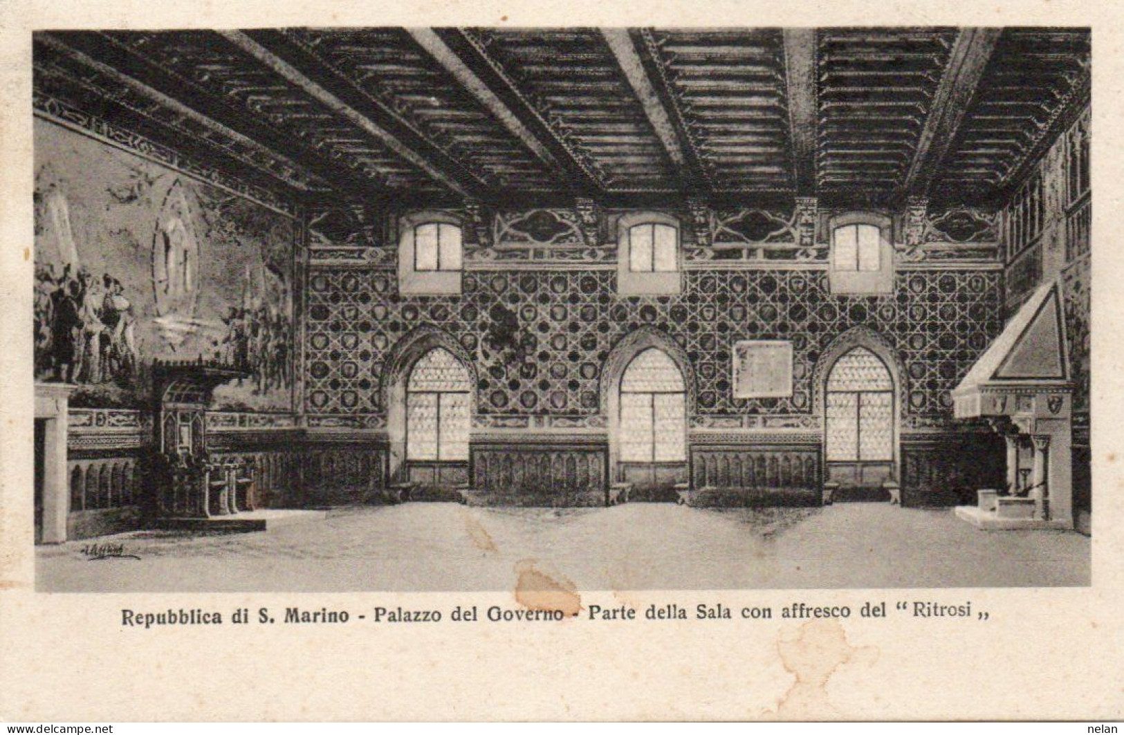 REPUBBLICA DI S. MARINO - PALAZZO DEL  GOVERNO - PARTE DELLA SALA CON AFFRESCO DEL RITROSI - F.P. - San Marino