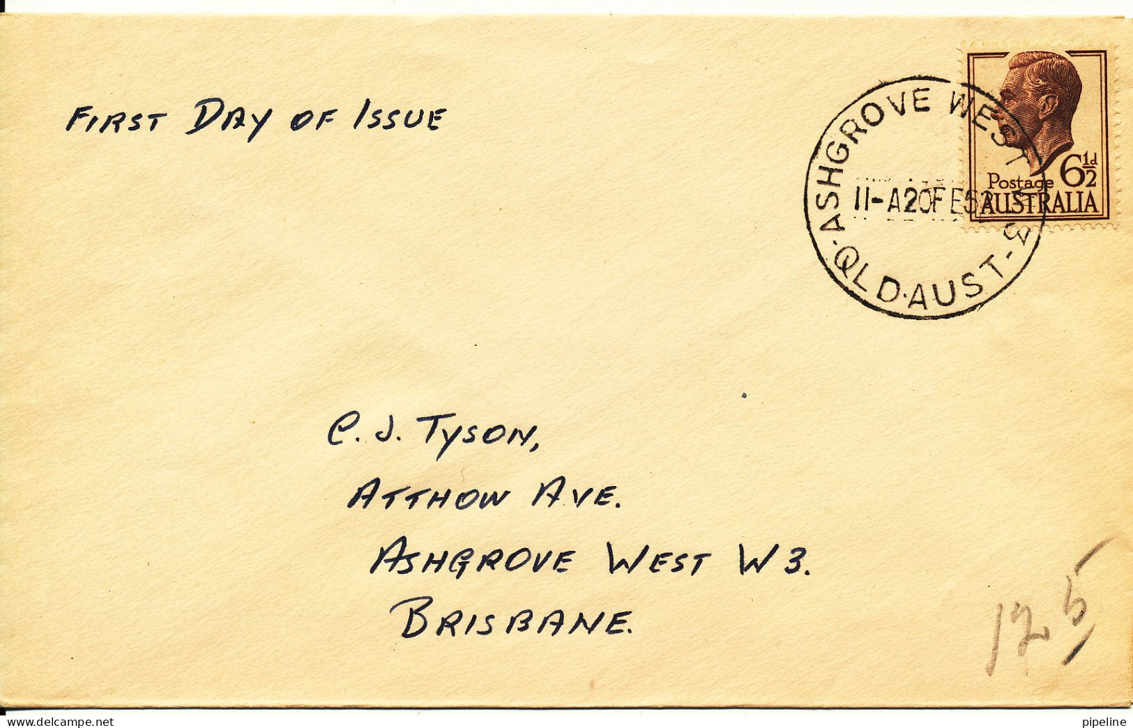 Australia FDC 20-2-1952 George VI 6½d Sent To Brisbane - FDC