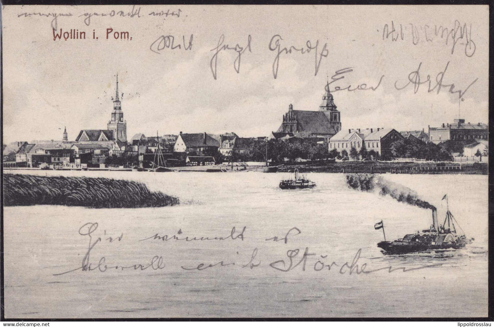 Gest. Wollin Blick Zum Ort 1912 - Pommern