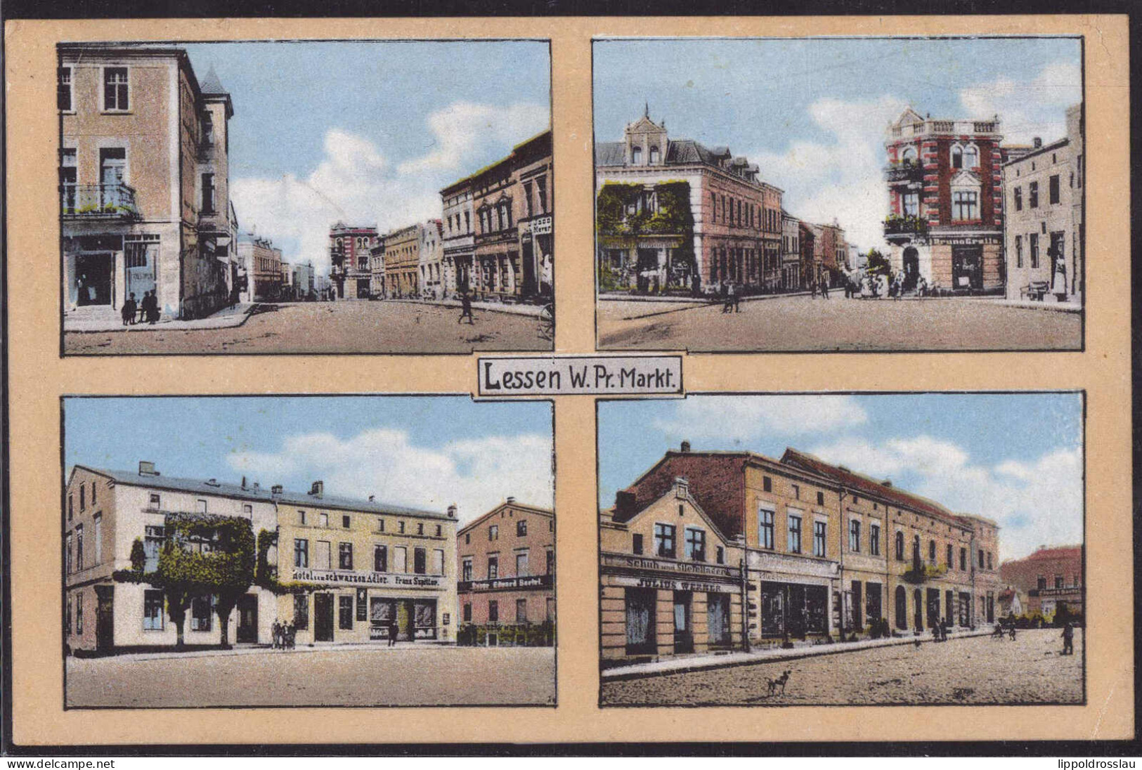 Gest. Lessen Markt Gasthaus Hotel Zum Schwarzen Adler, Feldpost 1916 - Westpreussen