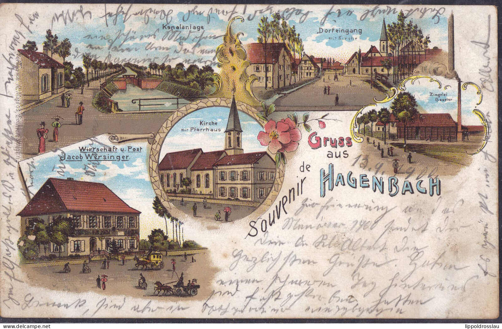 Gest. Hagenbach Gasthaus Wersinger Ziegelei Gessier 1900, Min. Best., Etwas Fleckig - Elsass