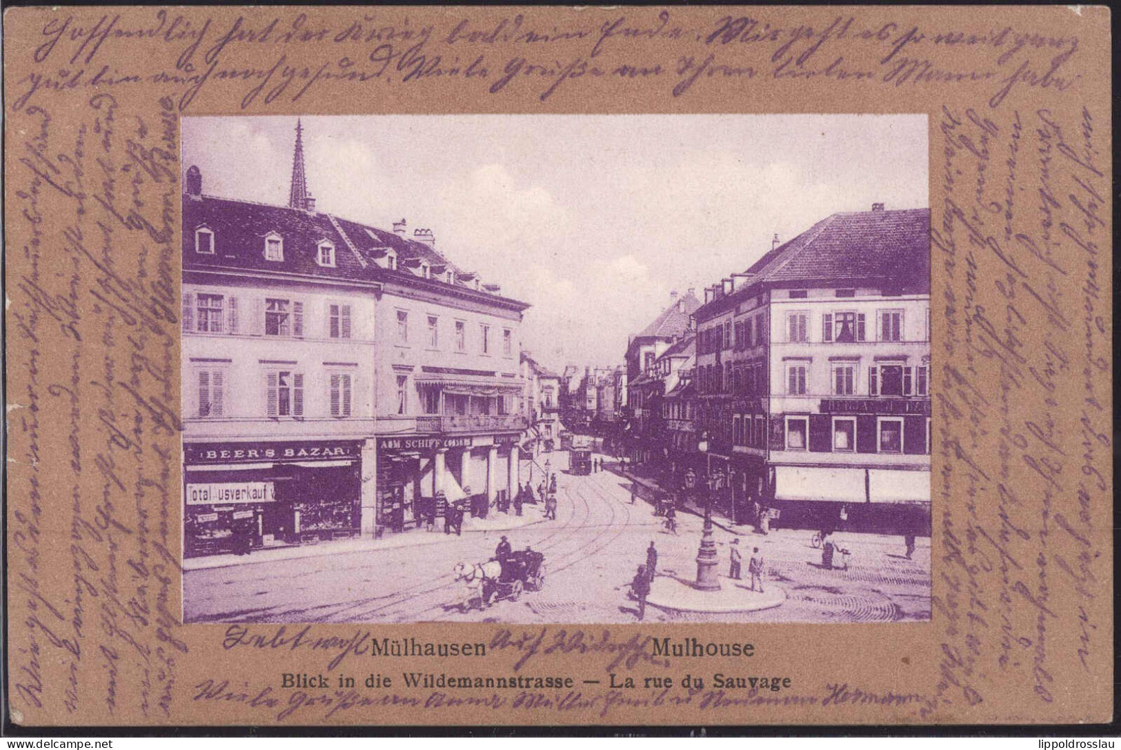 Gest. Mülhausen Mulhouse Wildemannstraße, Feldpost 1916 - Elsass