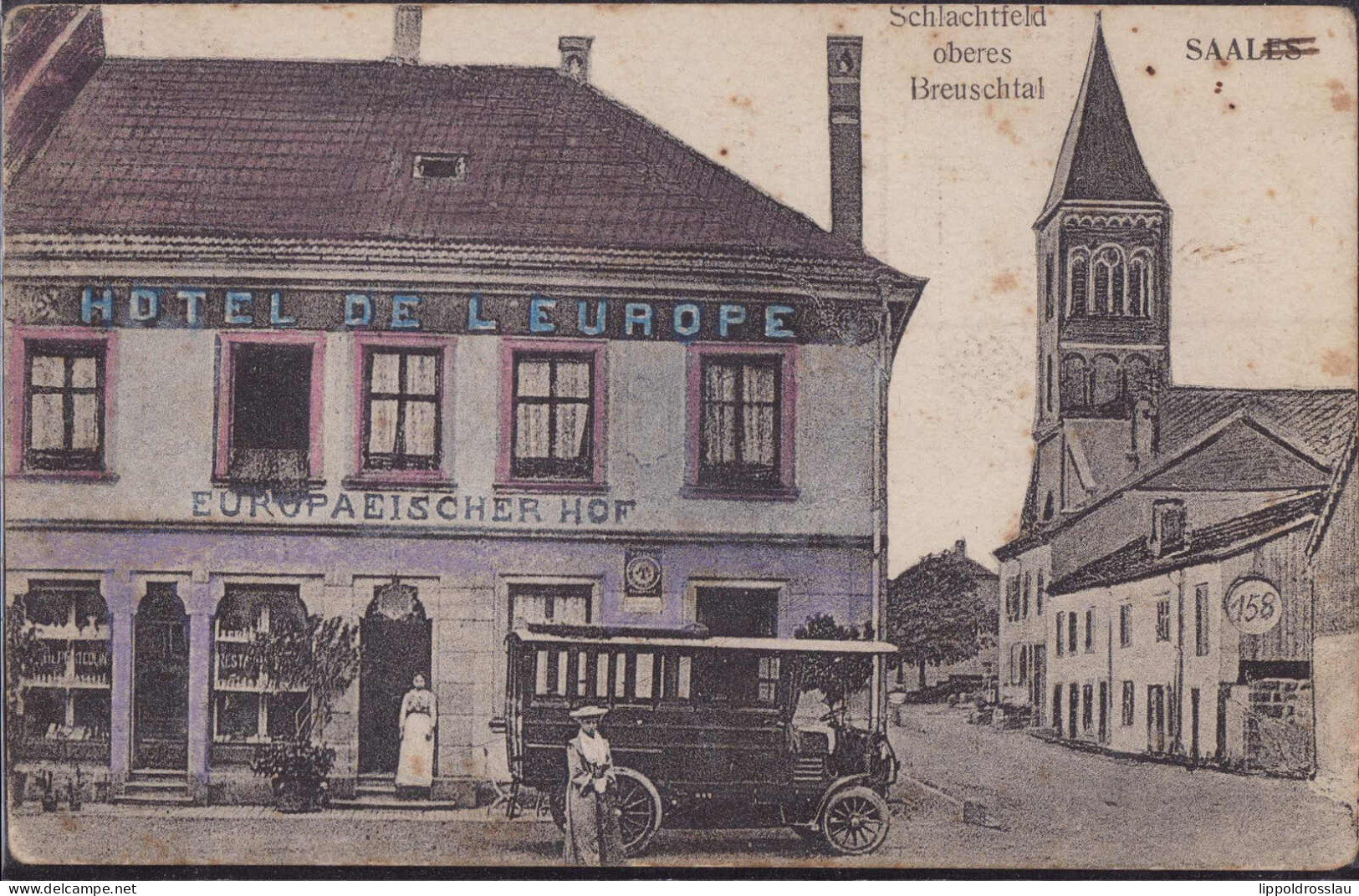 Gest. Saales Hotel Gasthaus Europa 1915, Ecken Best., Etwas Fleckig - Elsass