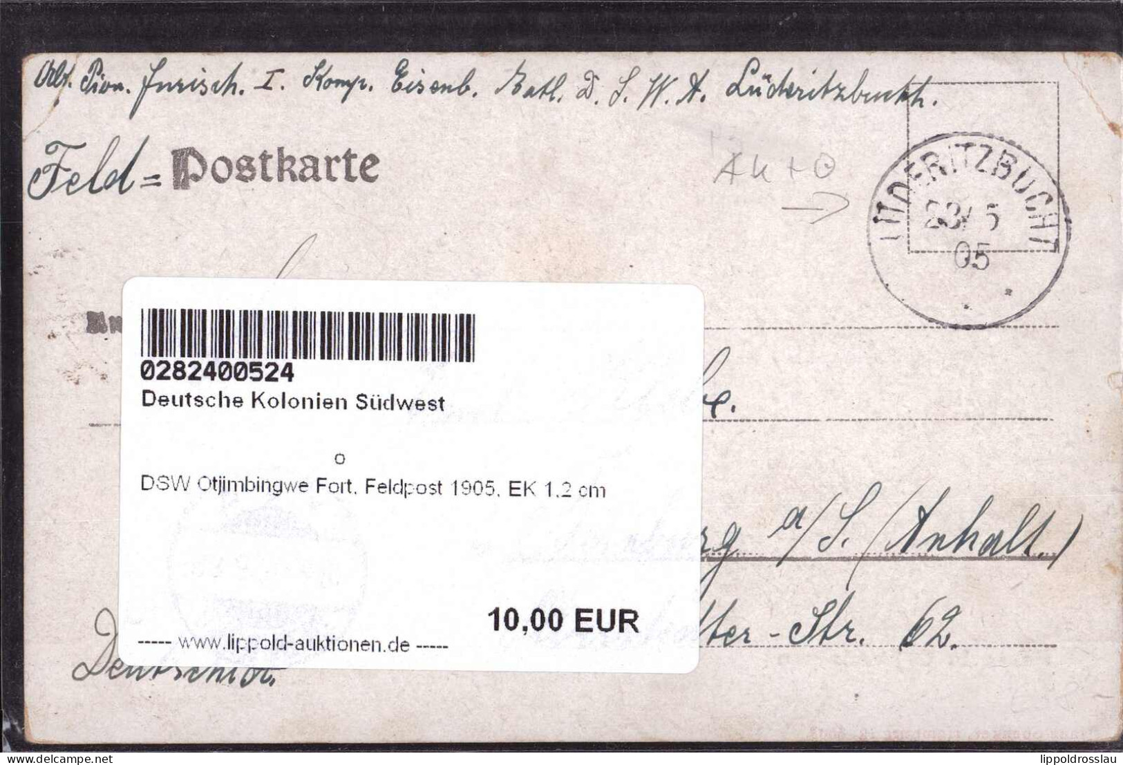 Gest. DSW Otjimbingwe Fort, Feldpost 1905, EK 1,2 Cm - Unclassified