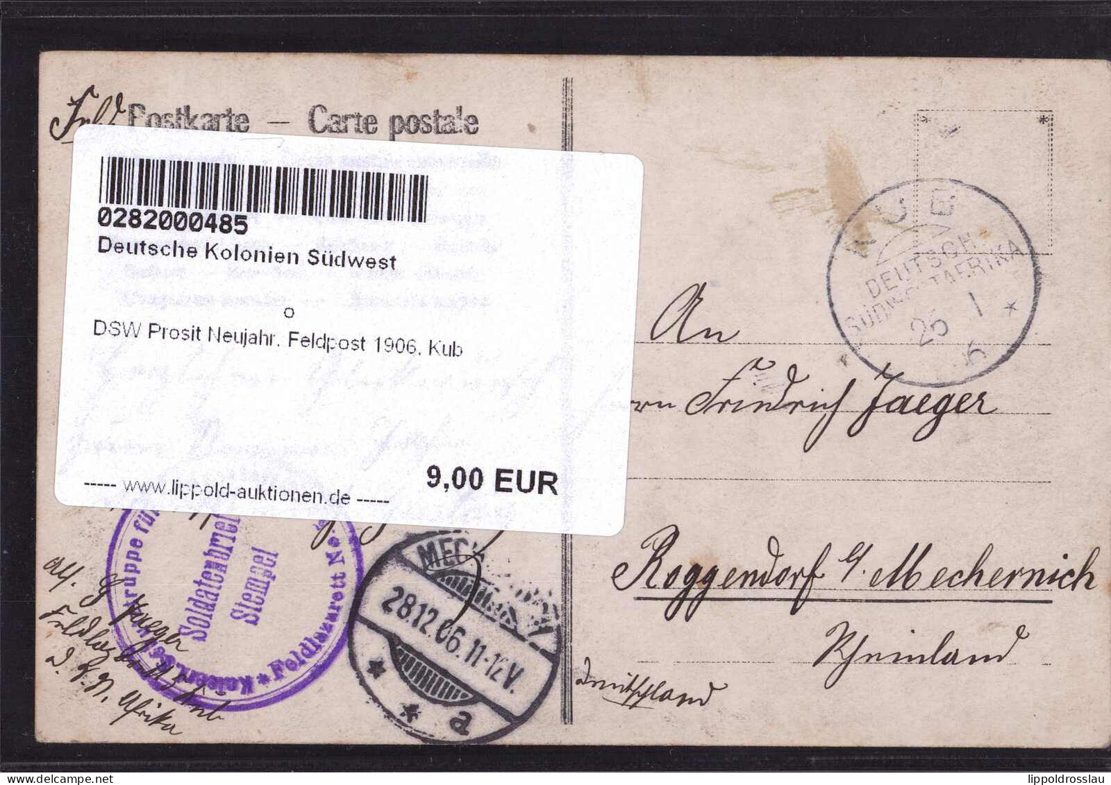 Gest. DSW Prosit Neujahr, Feldpost 1906, Kub - Unclassified