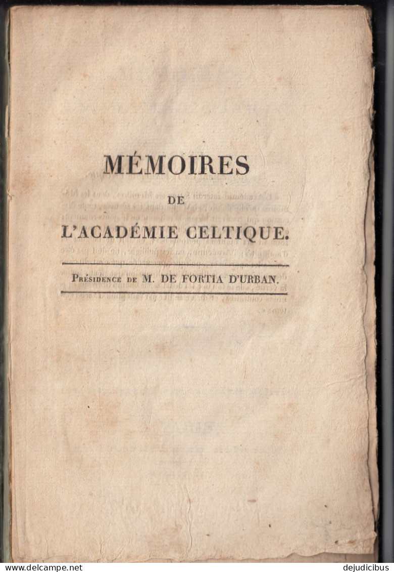 MEMOIRES DE L'ACADEMIE CELTIQUE TOME SIXIEME -  1812 - Geschiedenis