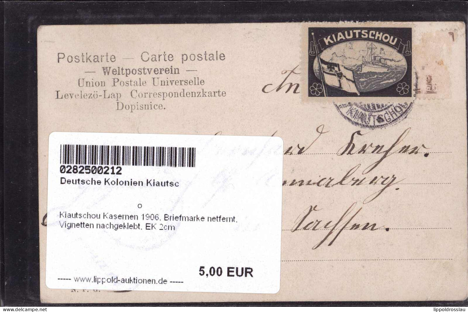 Gest. Kiautschou Kasernen 1906, Briefmarke Netfernt, Vignetten Nachgeklebt, EK 2cm - Unclassified