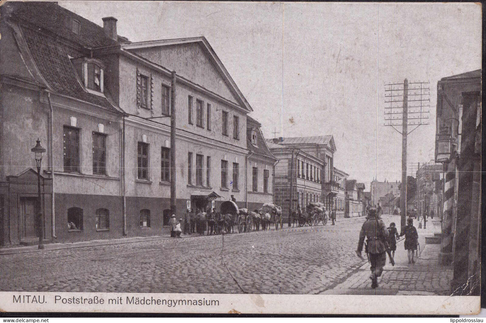 Gest. Mitau Poststraße Mädchengymnasium Feldpost 1914 - Latvia
