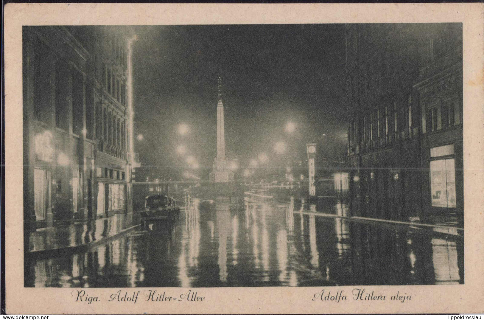 * Riga Adolf-Hitler-Allee Bei Nacht 1944 - Letonia