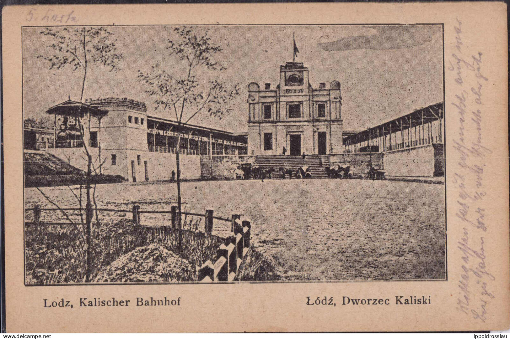 Gest. Lodz Kalischer Bahnhof, Feldpost 1915 - Polen