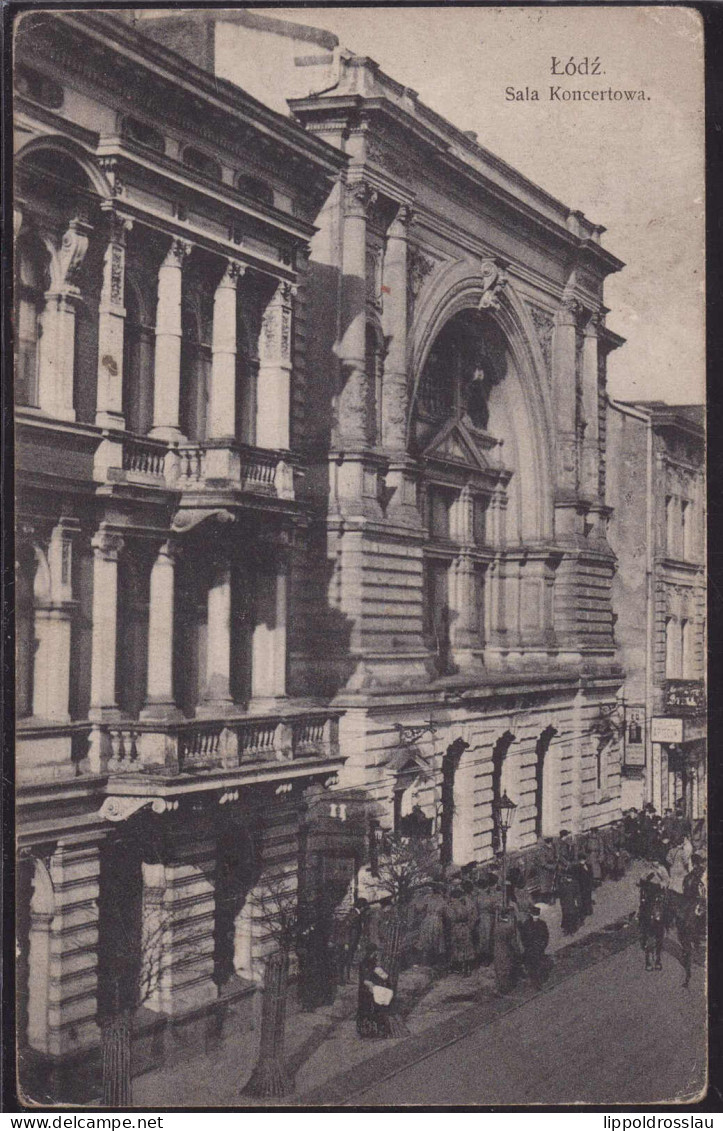 Gest. Lodz Konzerthaus 1910, Briefmarke Entfernt, Ecken Etwas Best. - Polen