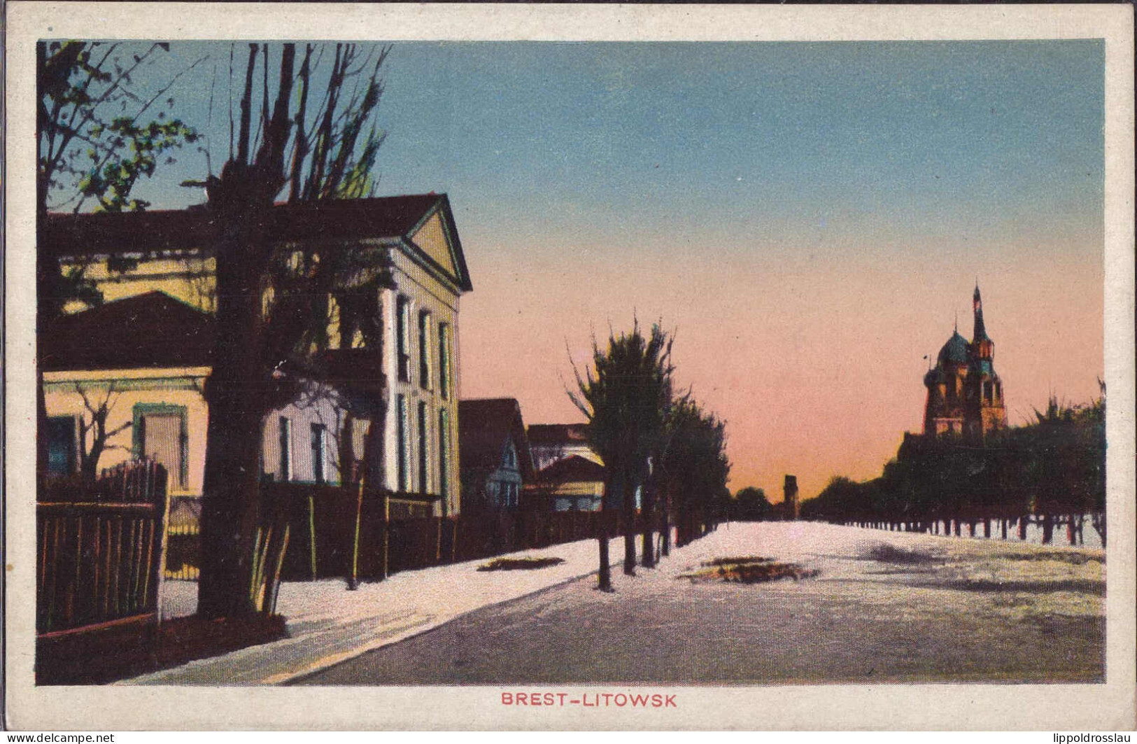 Gest. Brest-Litowsk Straßenpartie, Feldpost 1918 - Weißrussland