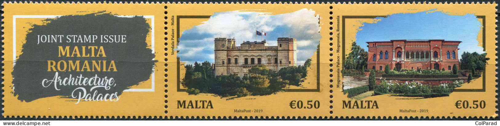 MALTA - 2019 - BLOCK OF 2 STAMPS AND 1 LABEL MNH ** - Palaces (I) - Malta