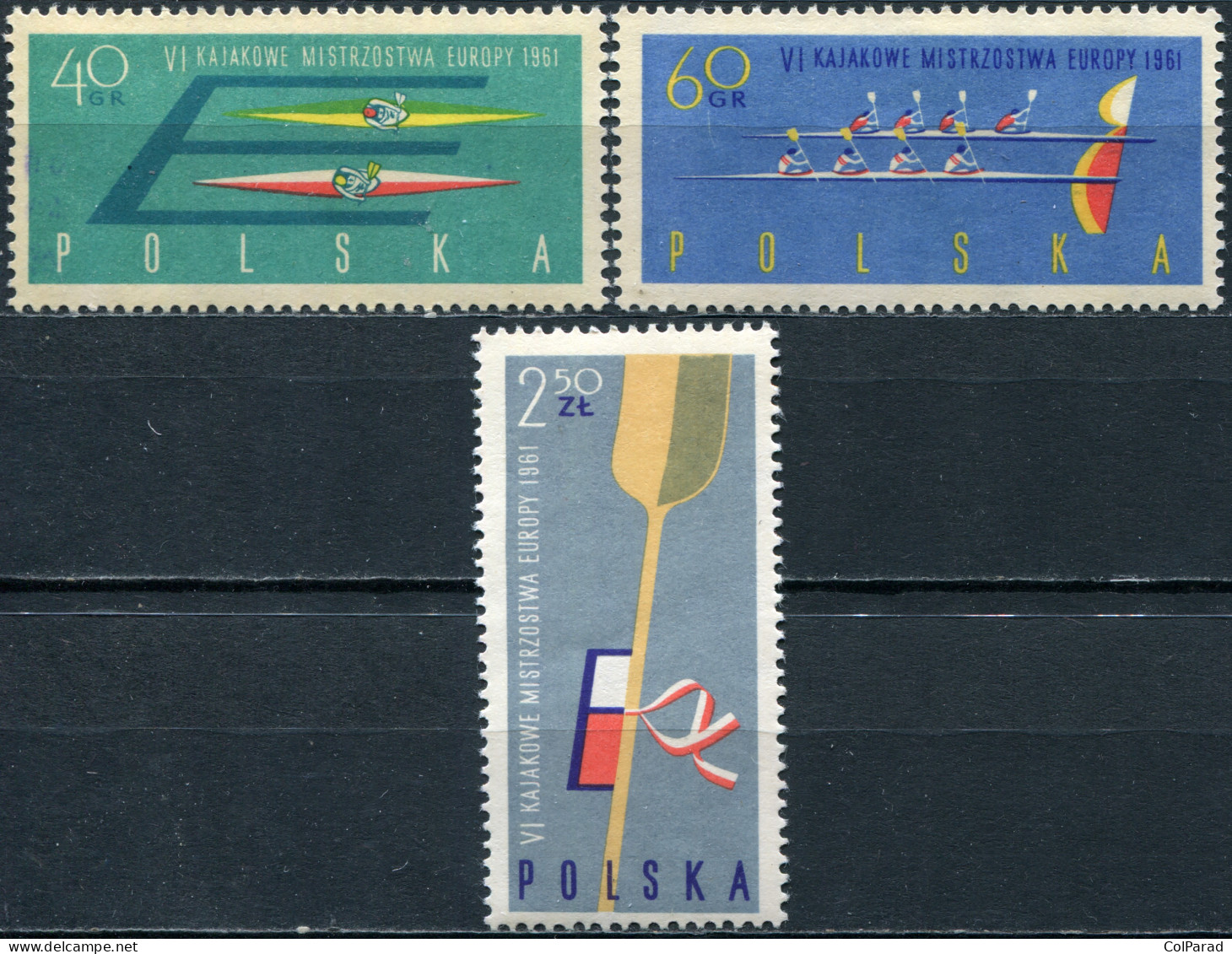 POLAND - 1961 - SET OF 3 STAMPS MNH ** - 6th European Canoe Championships - Nuevos