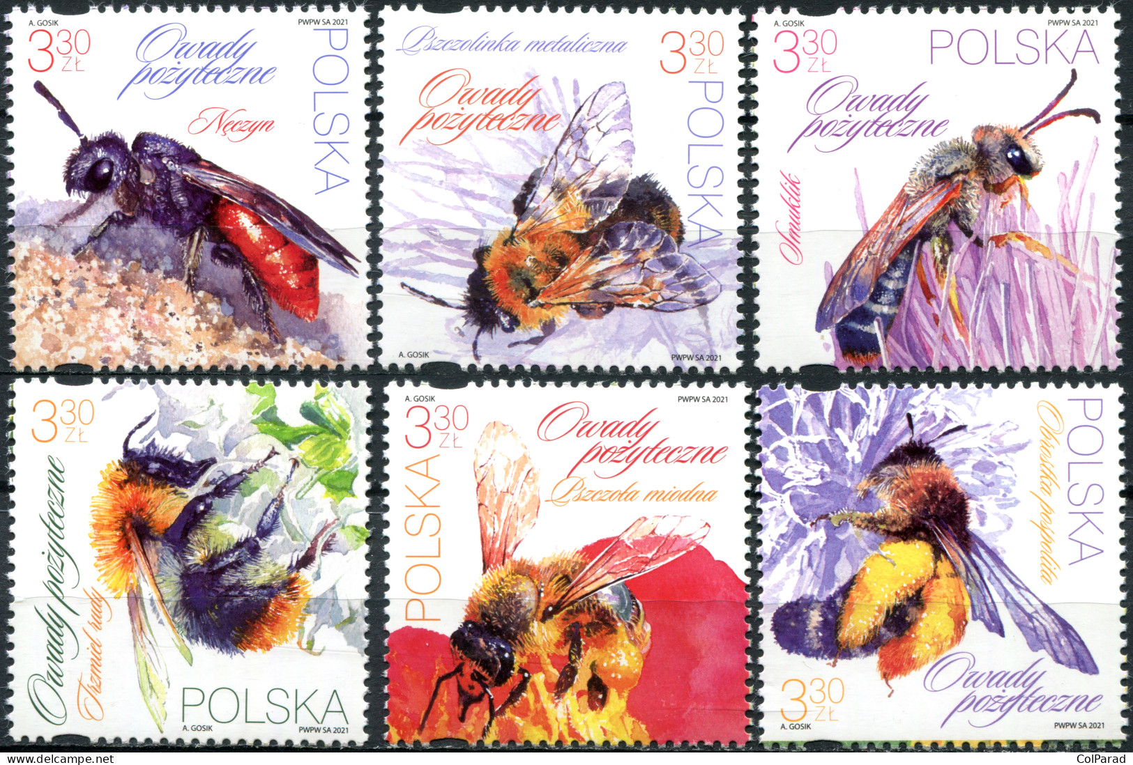 POLAND - 2021 - SET OF 6 STAMPS MNH ** - Beneficial Insects - Nuevos