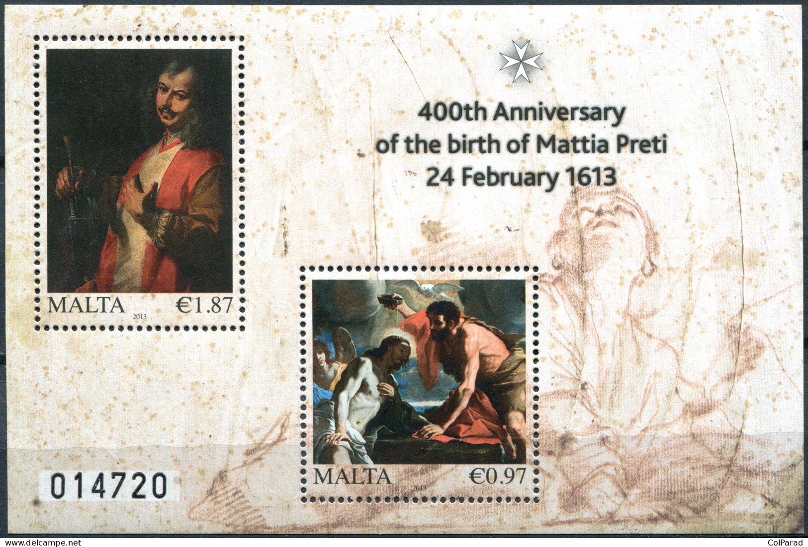 MALTA - 2013 - S/S MNH ** - 400th Anniversary Of The Birth Of Mattia Preti - Malta