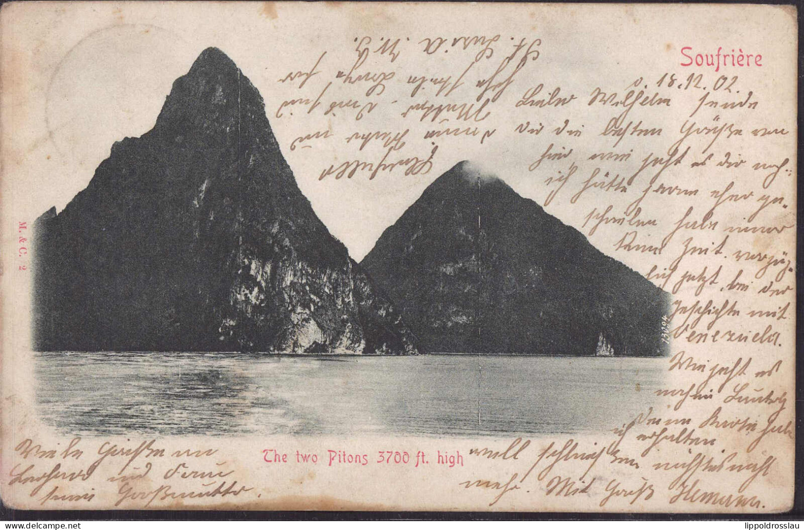 Gest. Soufriere Die Zwei Pitons 1903, MSP 1903, Etwas Best. - Kuba