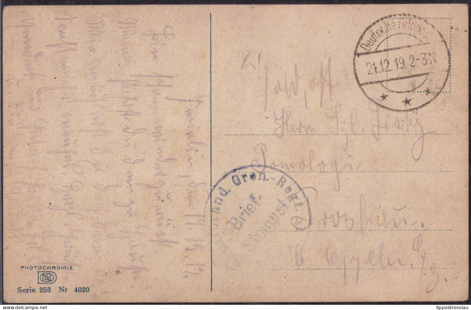 Gest. Feldpost WK I 21.12.1919 Ostb. Land Gren. Regt. 53 - Autres & Non Classés