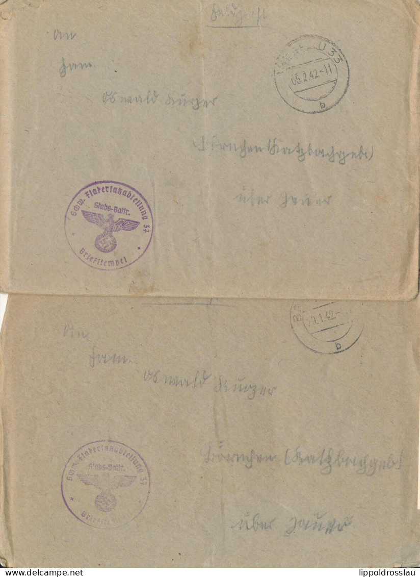 Gest., Brief Konvolut Von 12 Stck. Feldpostbriefe Mit Inhalt, Schwere Flak-Ers.-Abtlg 37 1942 - Autres & Non Classés