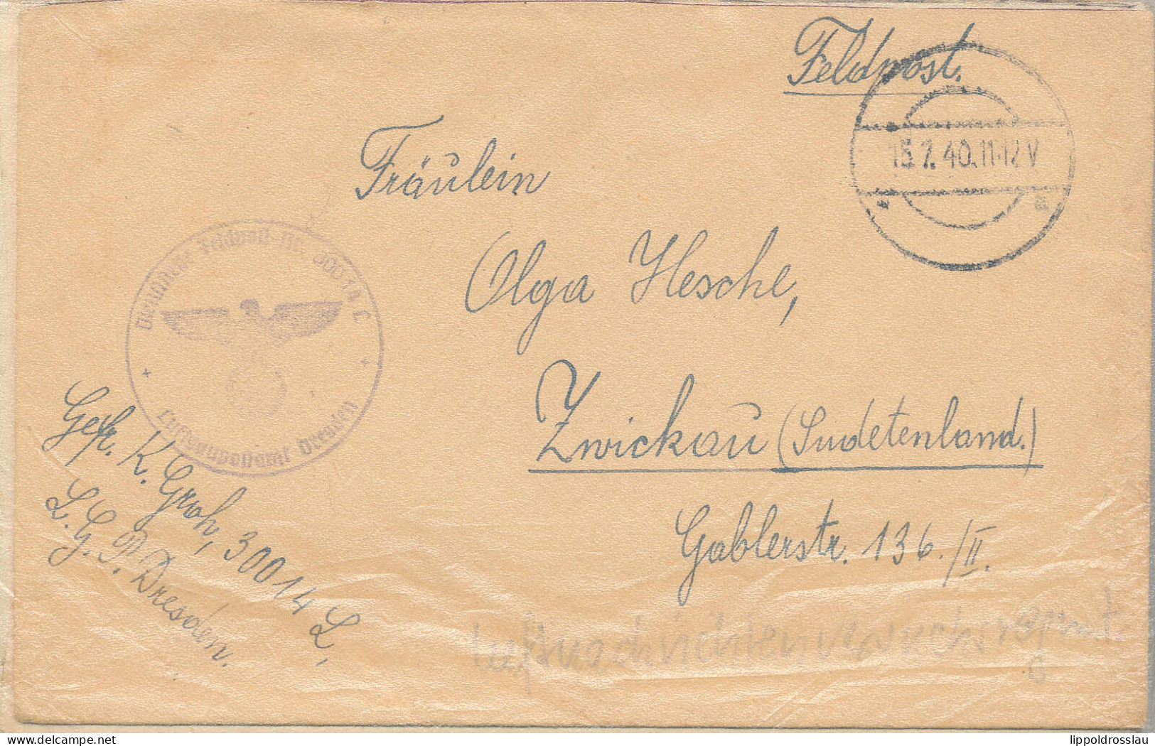 Gest., Brief Konvolut Von 19 Stck. Feldpostbriefe WK II , Luftgaupostamt Dresden 1940, Zumeist Mit Hoheitsadler Als Vers - Altri & Non Classificati