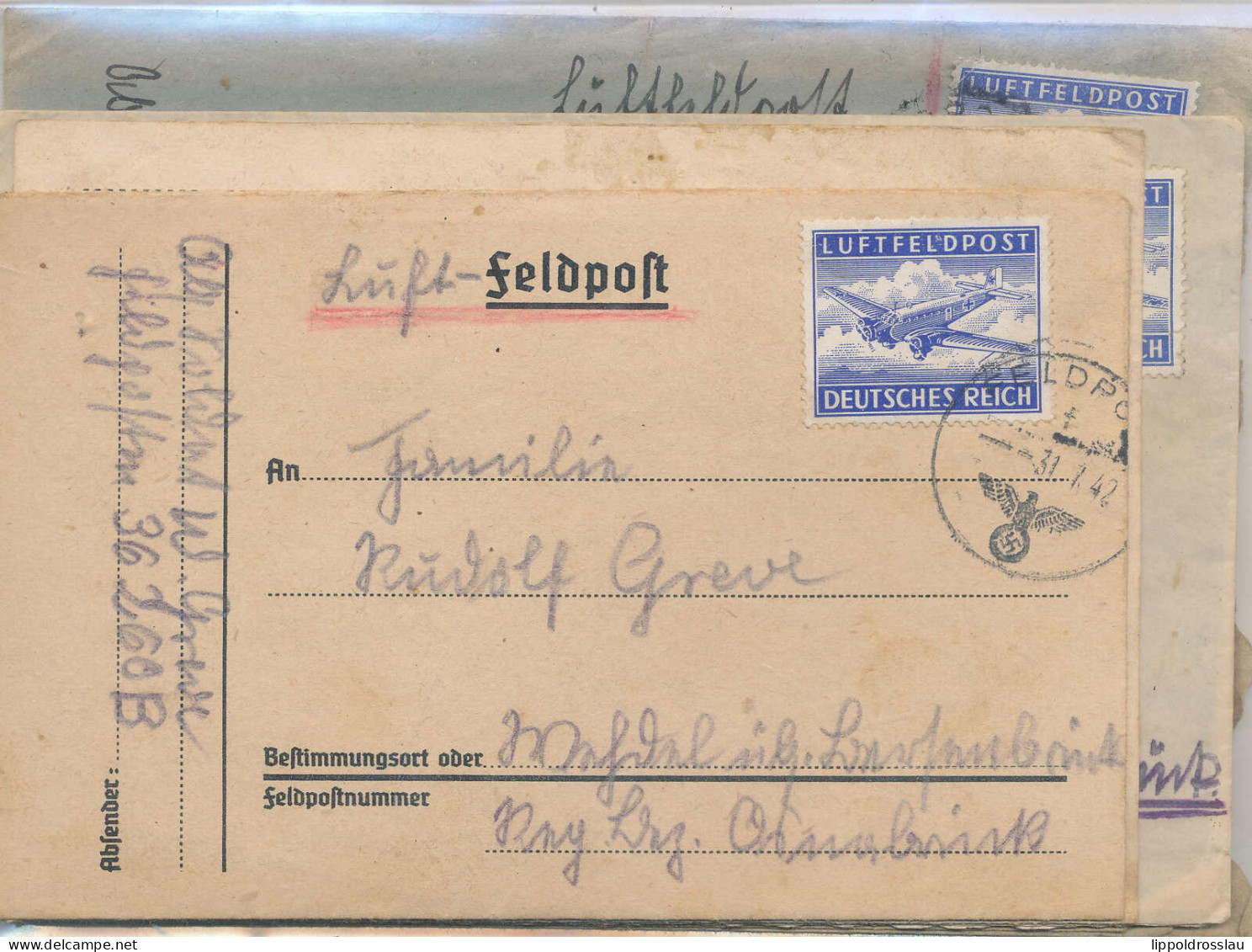 Gest., Brief Konvolut Von 6 Stck. Feldpostbriefe WK II Mit Inhalt, Feldpostamt 46 Luftfeldpost - Autres & Non Classés