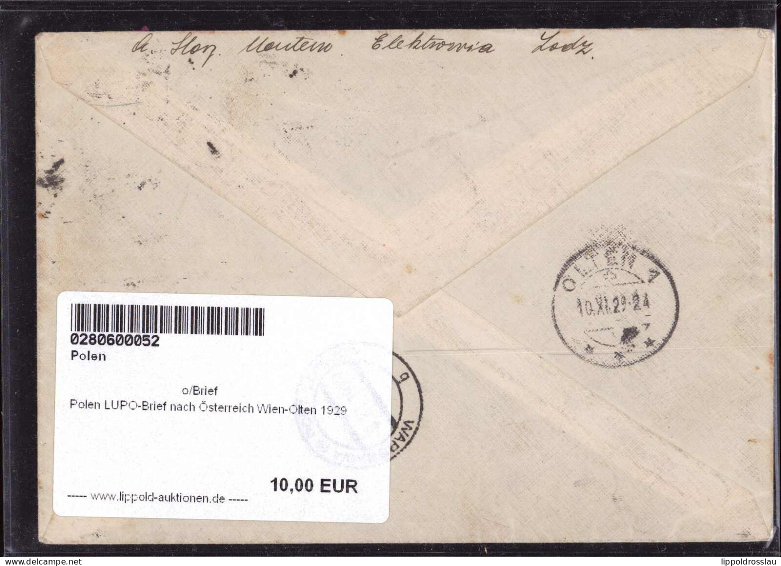 Gest., Brief Polen LUPO-Brief Nach Österreich Wien-Olten 1929 - Sonstige & Ohne Zuordnung