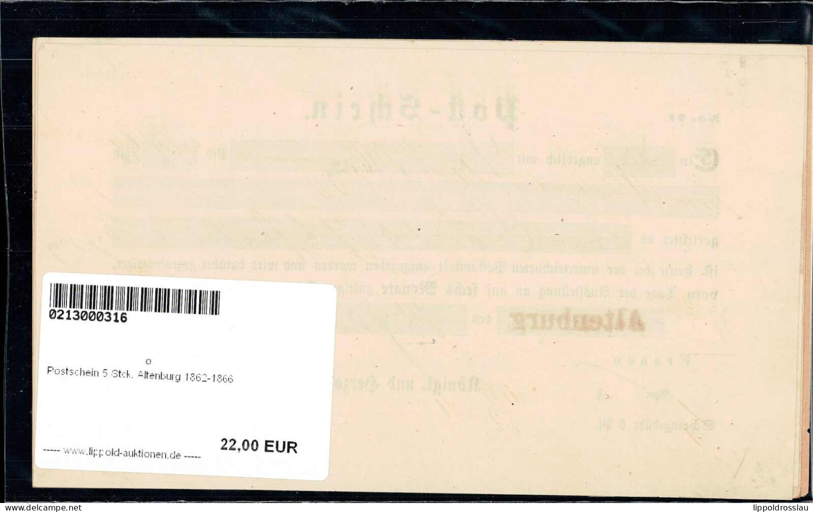 Gest. Postschein 5 Stck. Altenburg 1862-1866 - Sonstige & Ohne Zuordnung