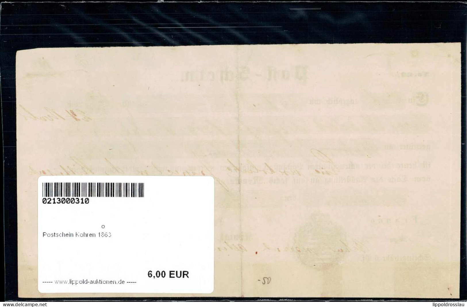 Gest. Postschein Kohren 1863 - Other & Unclassified