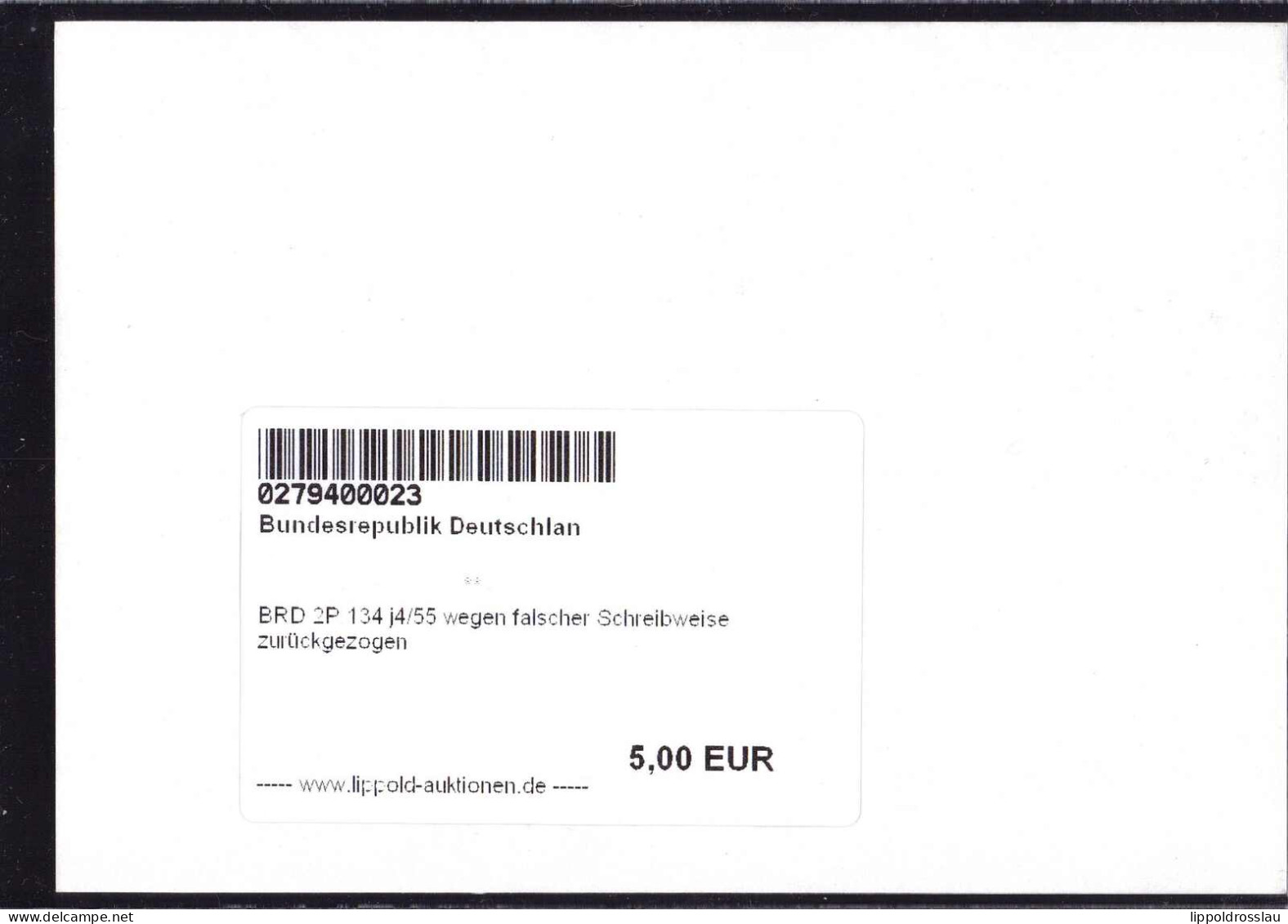 ** BRD 2P 134 J4/55 Wegen Falscher Schreibweise Zurückgezogen - Altri & Non Classificati