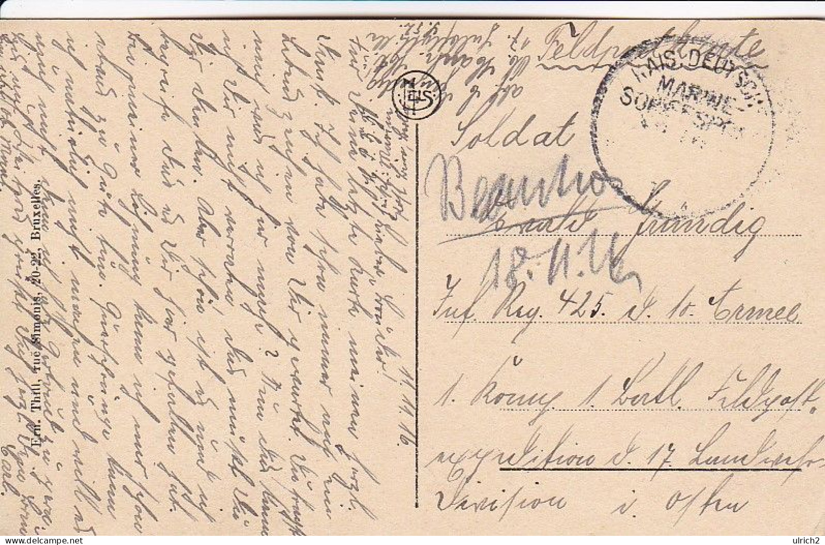 AK Bruges - Porte De Gand - Feldpost Kaiserl. Deutsche Marine - 1916 (68364) - Brugge