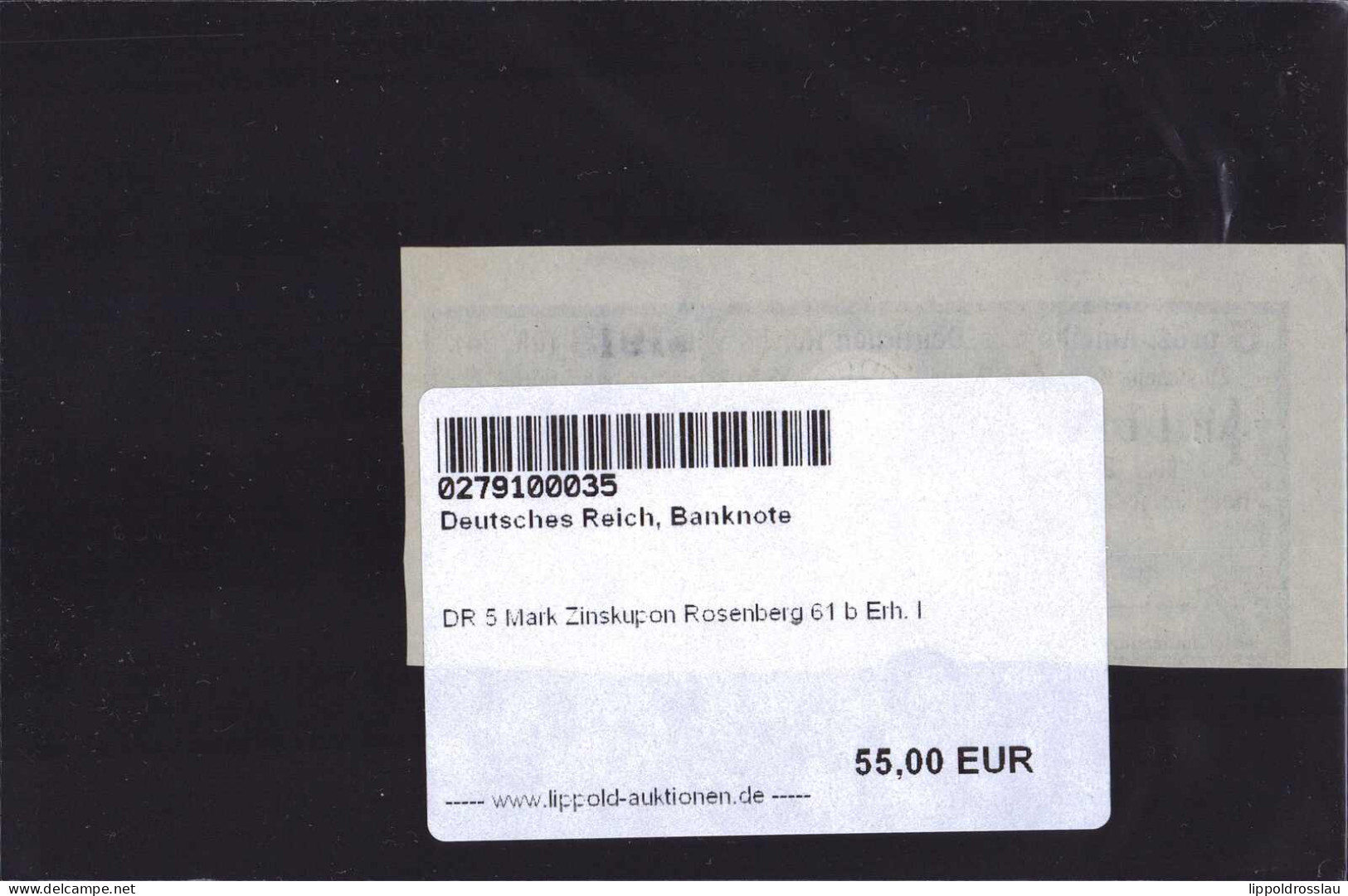 DR 5 Mark Zinskupon Rosenberg 61 B Erh. I - Andere & Zonder Classificatie