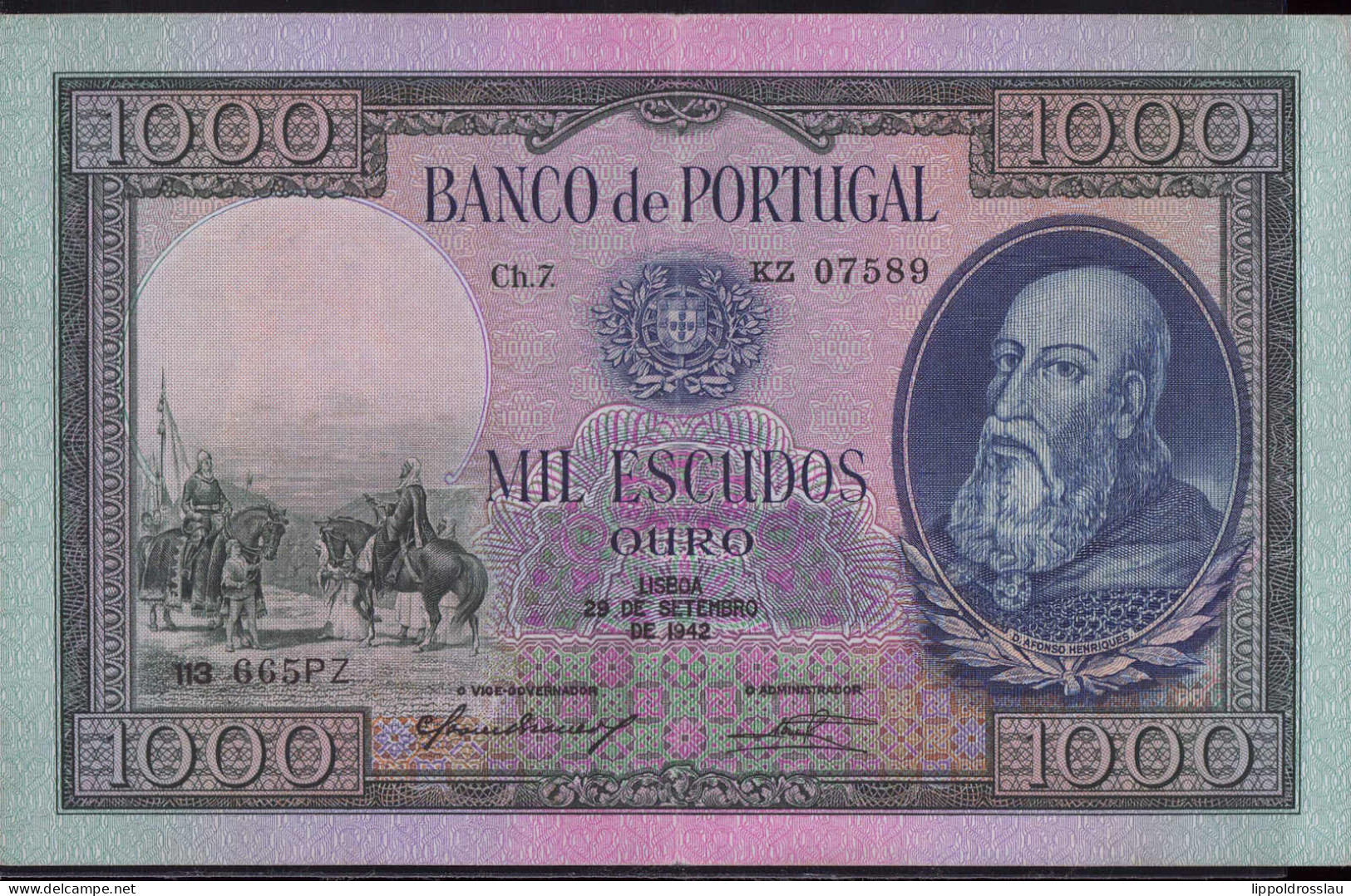 Portugal 1000 Escudos 1942 Pick 156 Erh. I - Other & Unclassified