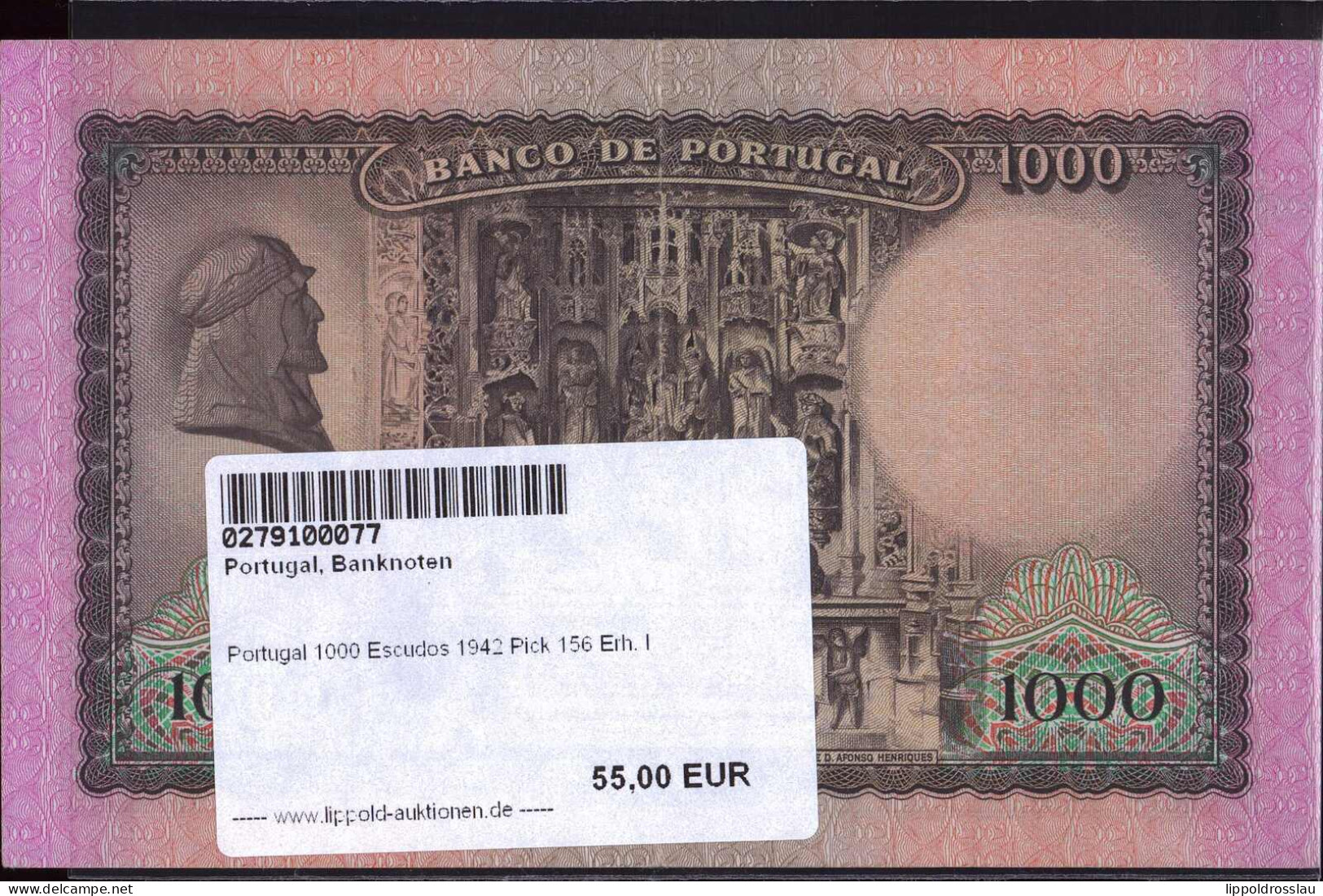 Portugal 1000 Escudos 1942 Pick 156 Erh. I - Andere & Zonder Classificatie