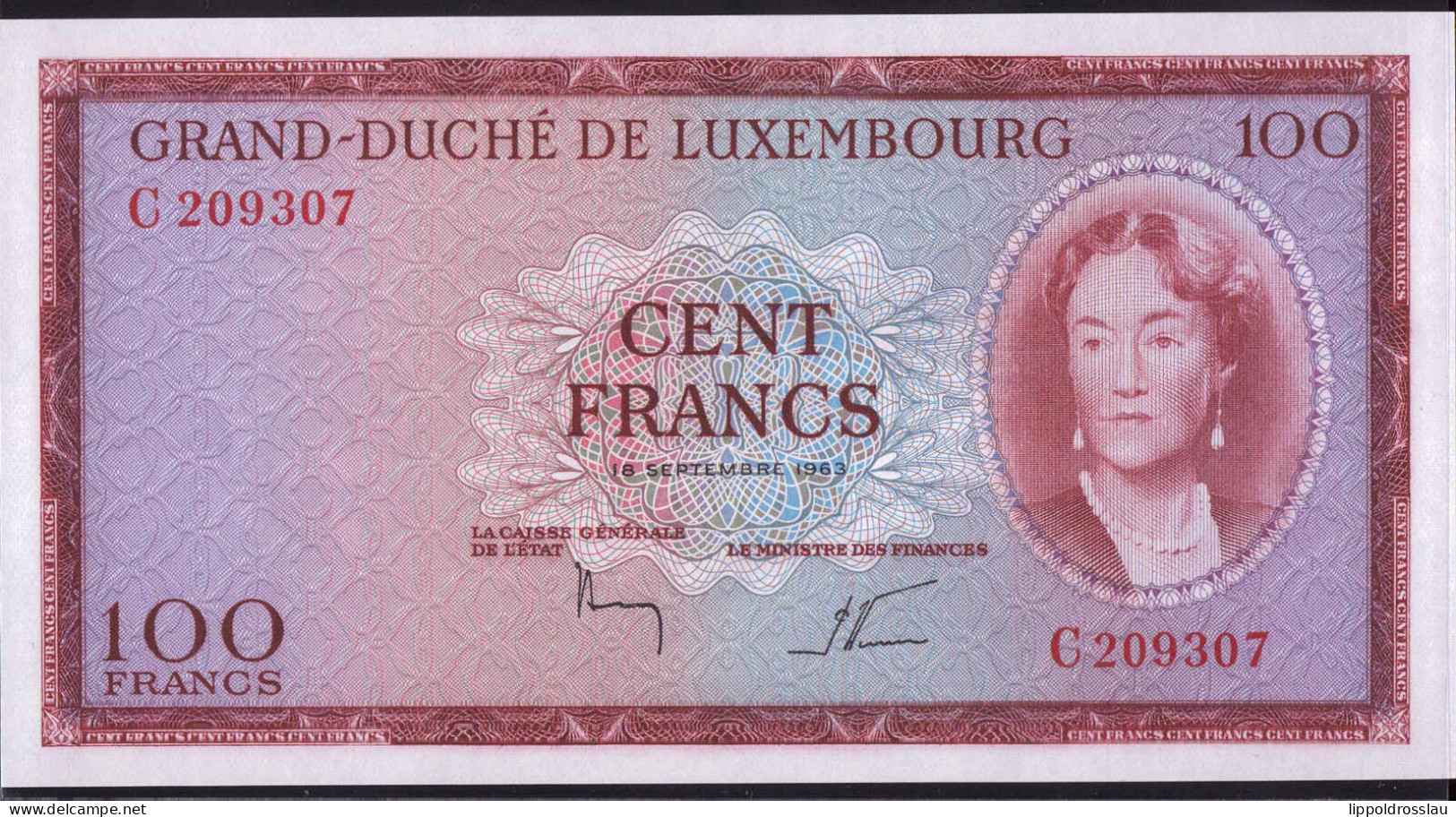 Luxembourg, 100 Francs, 1963, UNC, P52a, Erh. I - Sonstige & Ohne Zuordnung