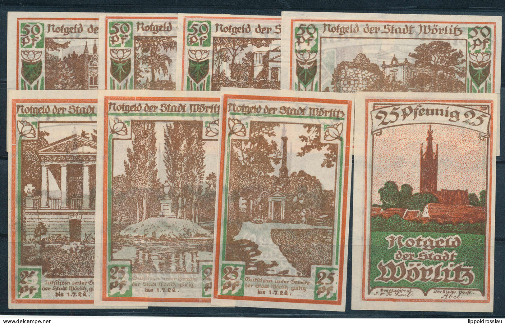 Notgeld 8er Serie Wörlitz 1922 - Autres & Non Classés