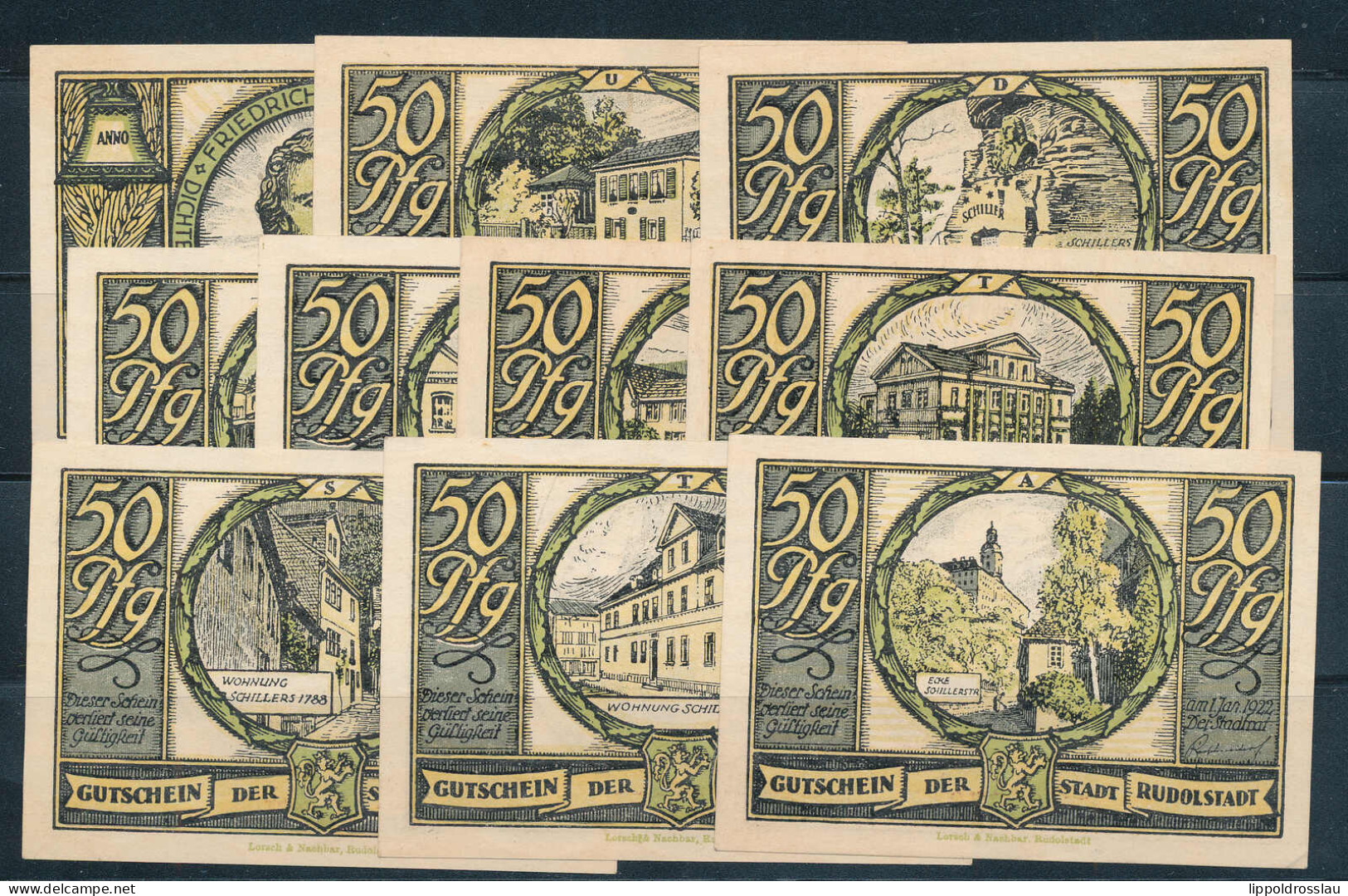 Notgeld 10er Serie Rudolstadt 1922 - Altri & Non Classificati