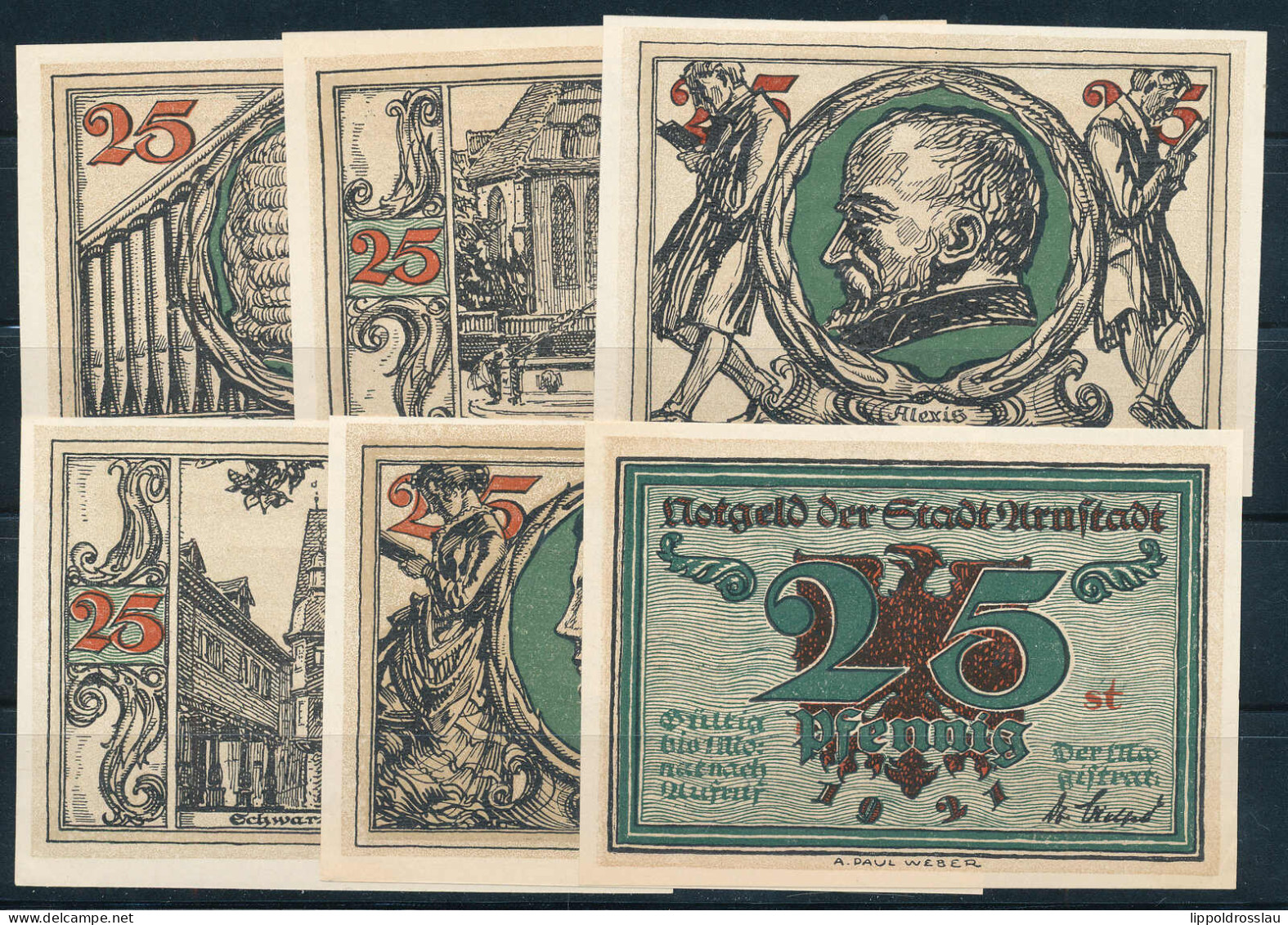 Notgeld 6er Serie Arnstadt 1921 - Andere & Zonder Classificatie