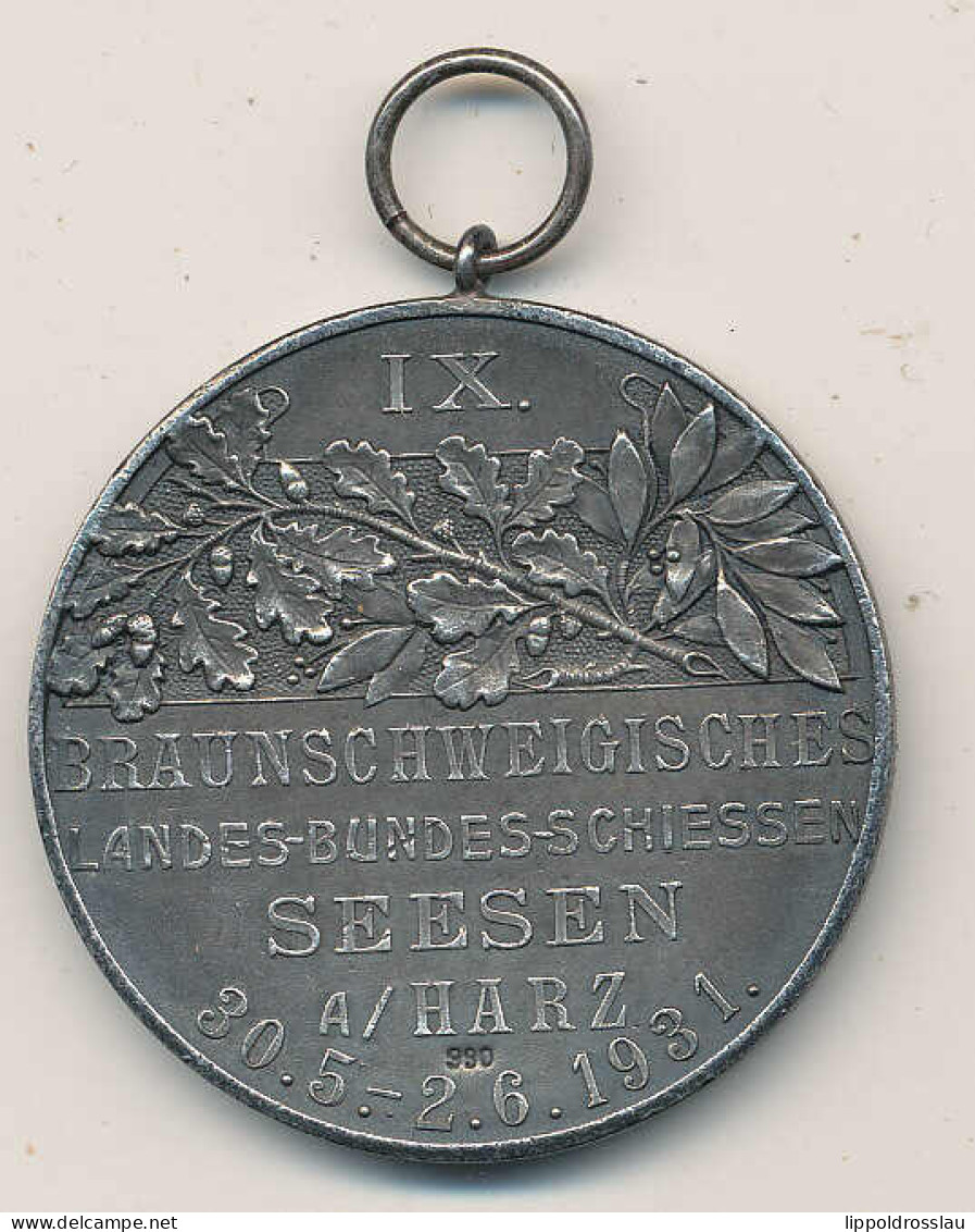 Medaille Braunschweig Landesschießen 1931 In Seesen, 990 Ag. D 40 Mm - Autres & Non Classés