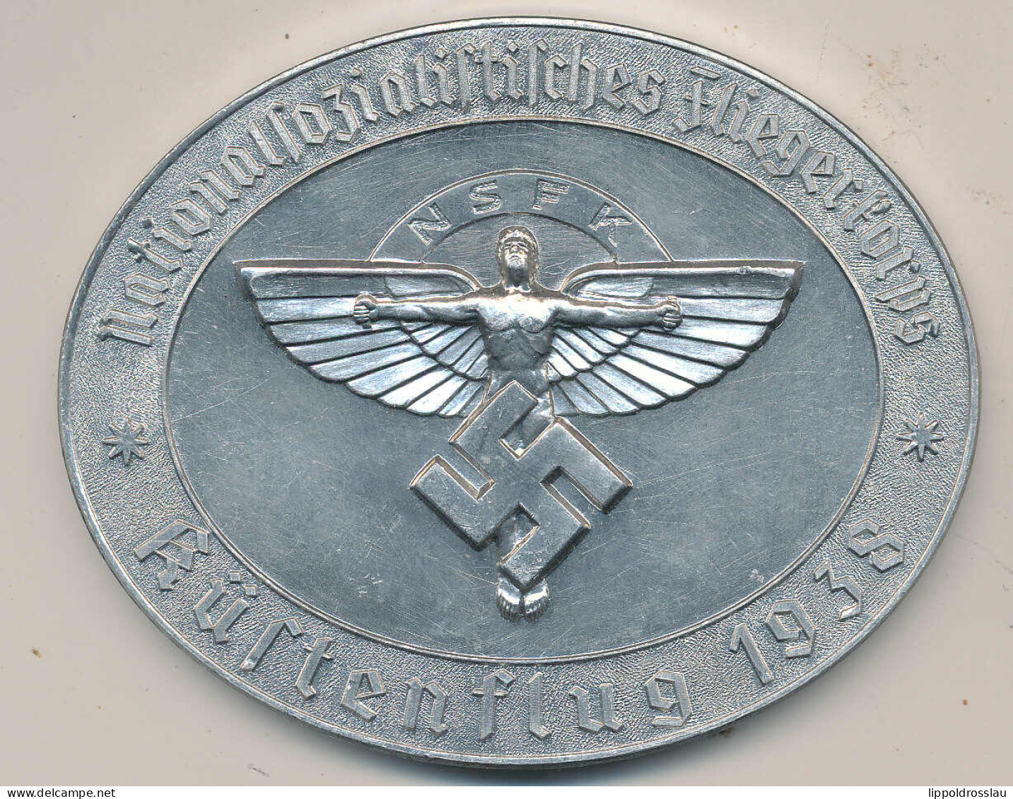 Plakette NSFK Küstenflug 1938 Leichtmetall 94mm Oval Verleihungsnummer 192 - Sonstige & Ohne Zuordnung