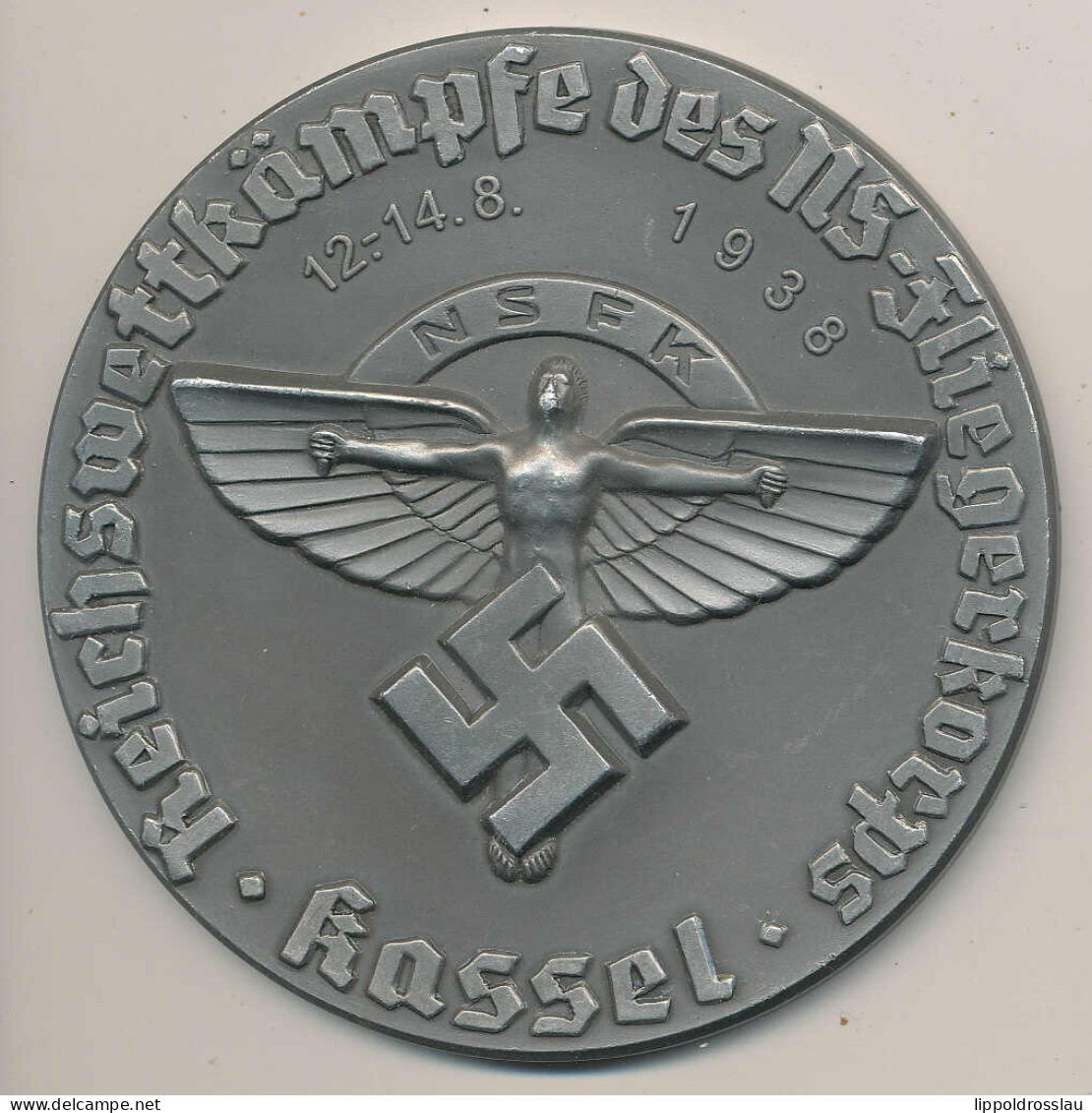 Plakette Reichswettkämpfe Des NSFK Kassel 1938 D 82 Mm - Andere & Zonder Classificatie