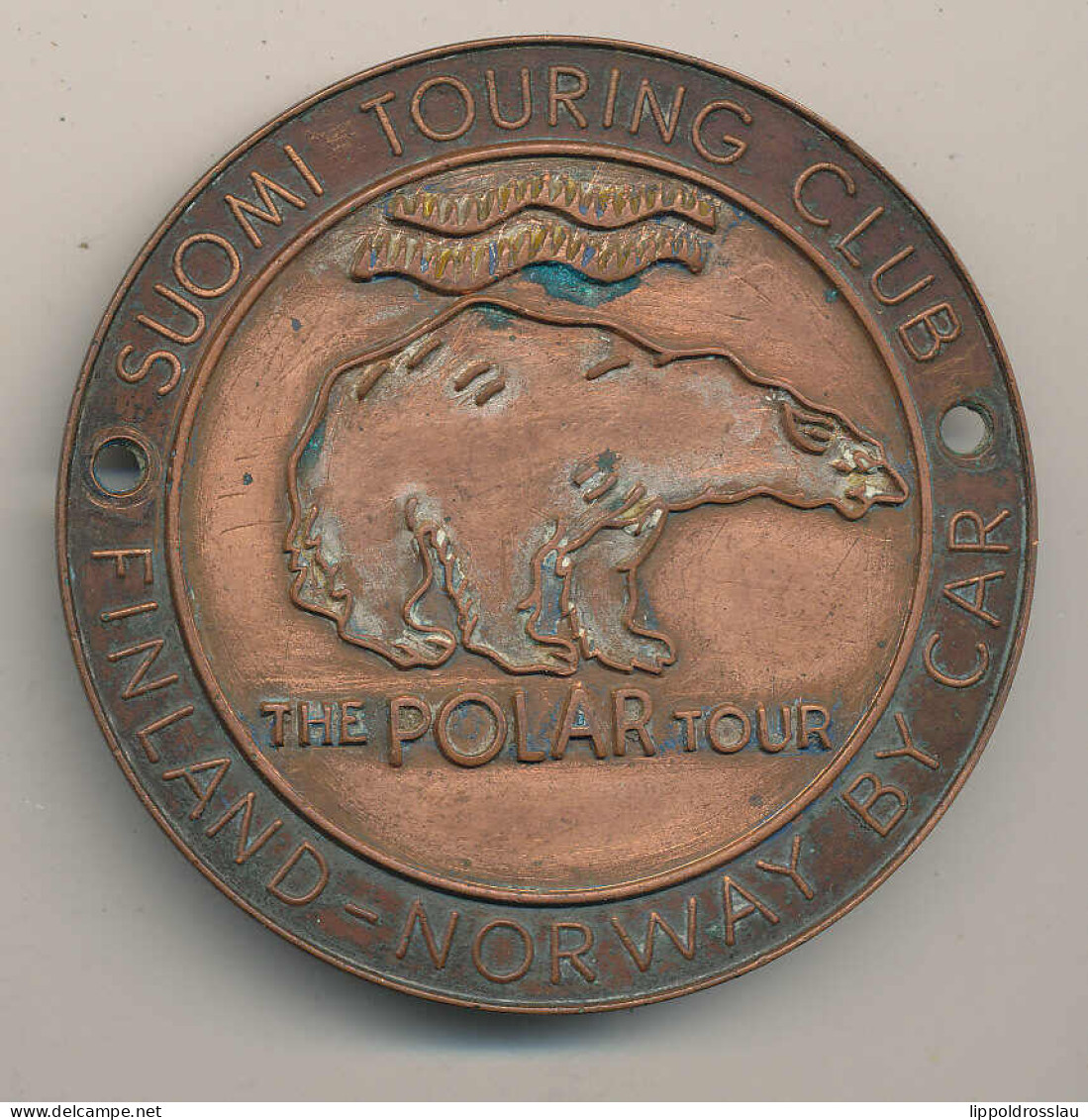 Plakette Suomi Touring Club, The Polar Tour Finland-Norway By Car, D 65mm , Cu - Sonstige & Ohne Zuordnung