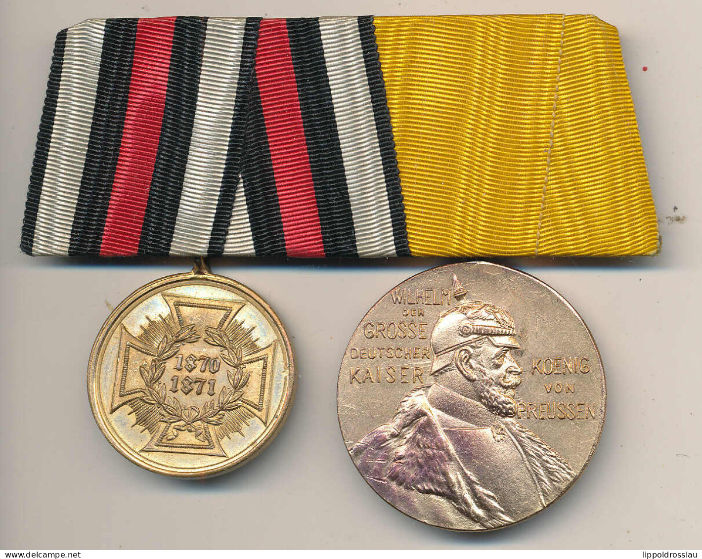 Spange Mit Kriegsverdeinstmedaille 1870/1871 Und Medaille 100. Geburtstag Kaiser Wilhelm 1897 (Zentenarmedaille) - Other & Unclassified