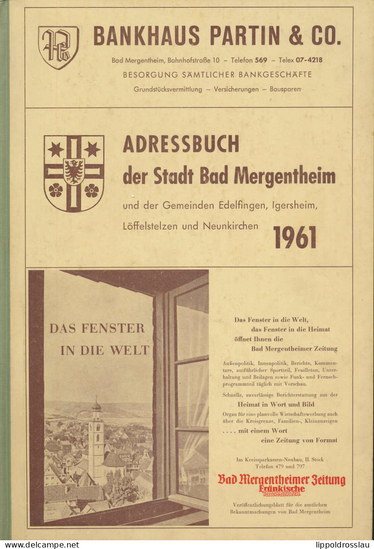 Adressbuch Der Stadt Bad Mergentheim 1961 - Autres & Non Classés