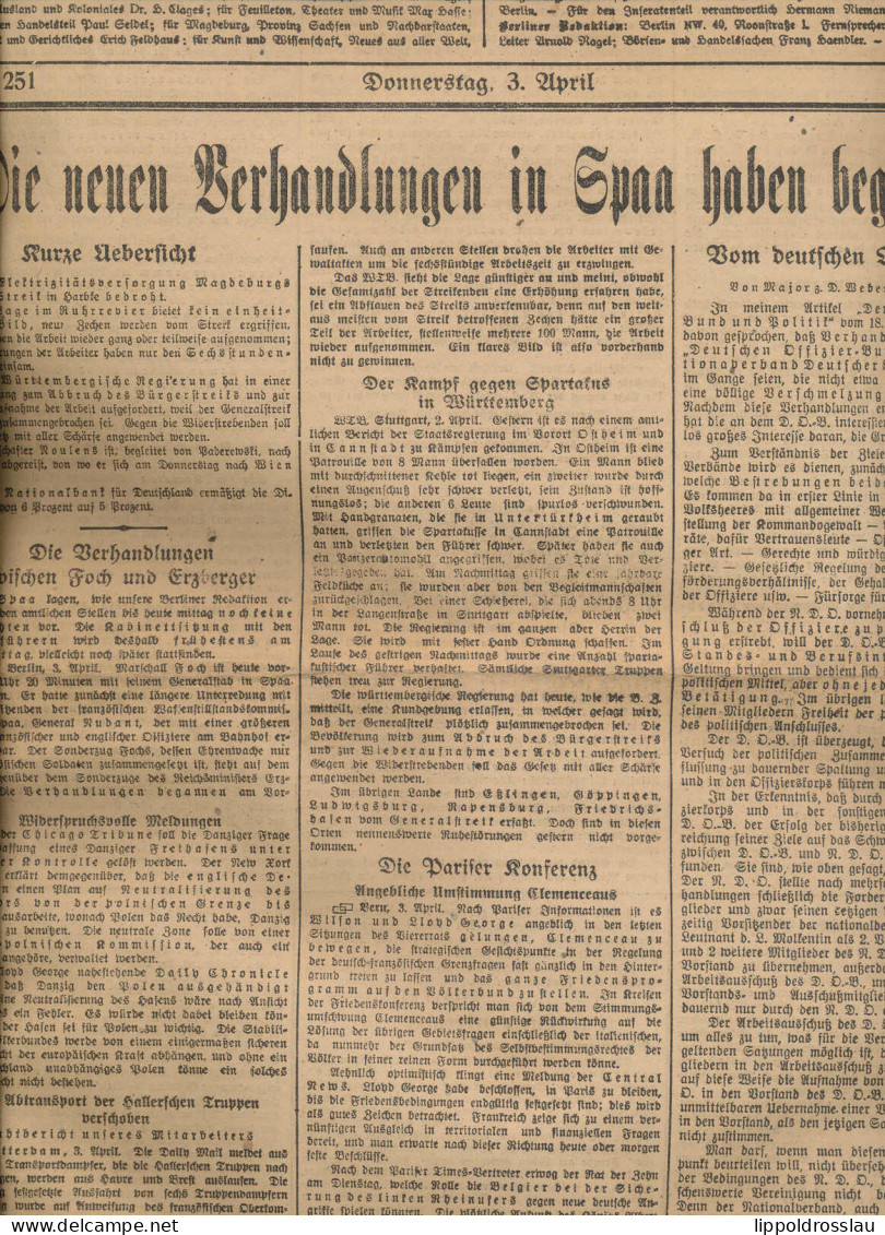 Mageburgische Zeitung 1919 Heft 244-314, Gebunden, Hoch Interessant - Altri & Non Classificati