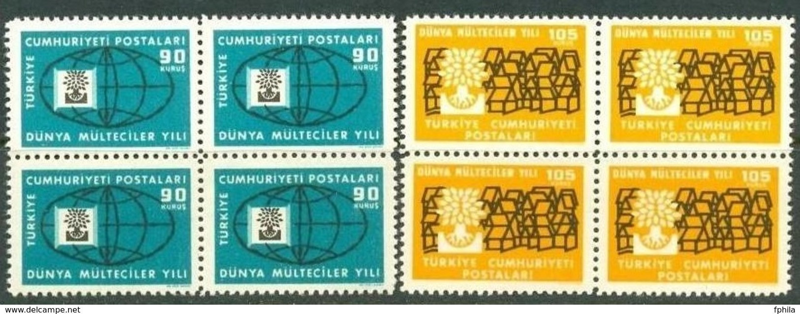 1960 TURKEY WORLD REFUGEE YEAR BLOCK OF 4 MNH ** - Rifugiati