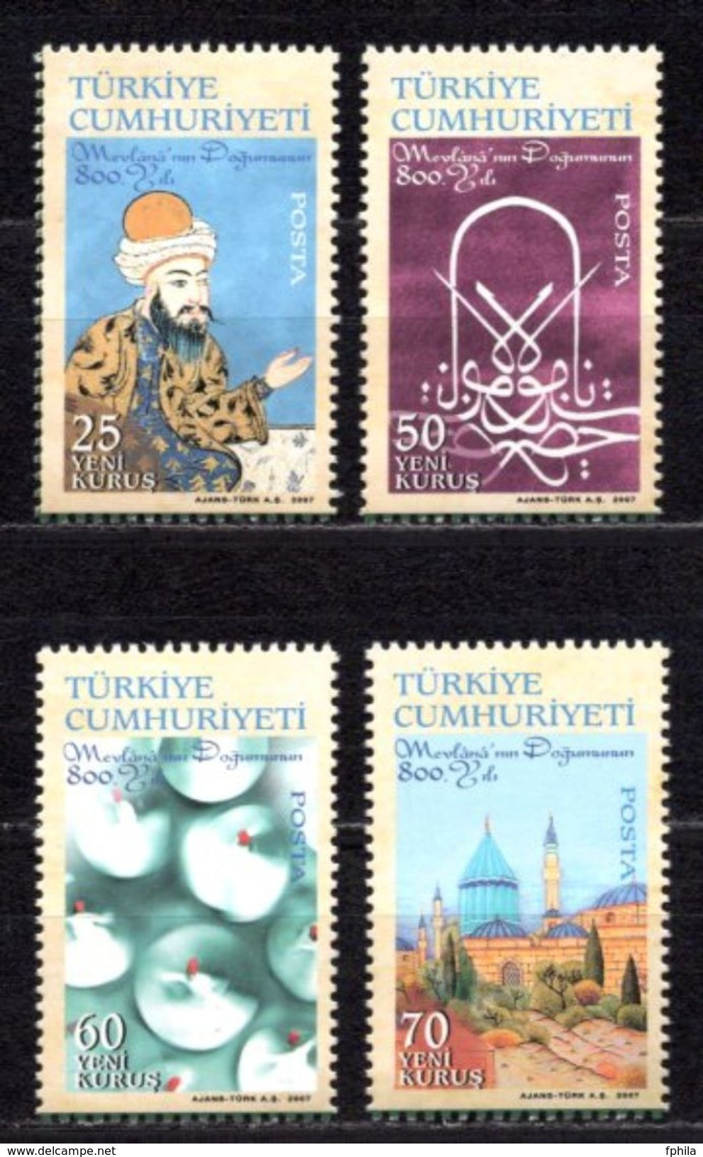 2007 TURKEY 800TH ANNIVERSARY OF MEVLANA 'S BIRTH MNH ** - Ungebraucht