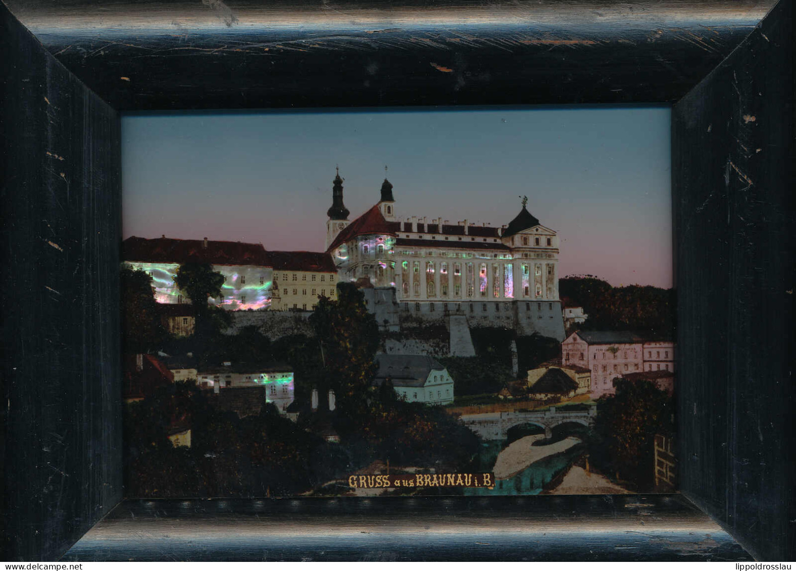 Braunau, Gerahmtes Perlmuttbild 16x11 Cm, Sehr Dekorativ - Aquarelles