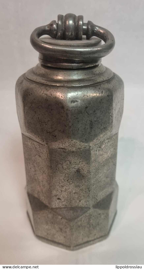 Zinn Prismenflasche 1920 Block-Zinn, Höhe 16 Cm, D 8cm - Tin